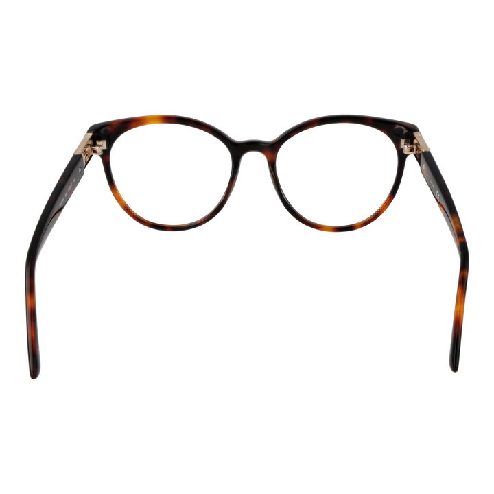 Guess tortoiseshell round eyeglasses for Women with gold temple accents and brown-black pattern