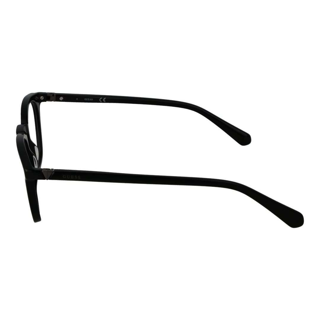 Unisex black full-rim rectangular eyeglasses in plastic with nose pads shown front-facing on neutral background