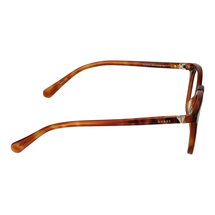 Brown tortoiseshell round eyeglasses for Women, plastic frame, metal temple accents, classic profile