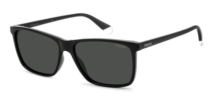 Black Unisex rectangular sunglasses, polarized lenses, lightweight acetate frame, classic modern silhouette