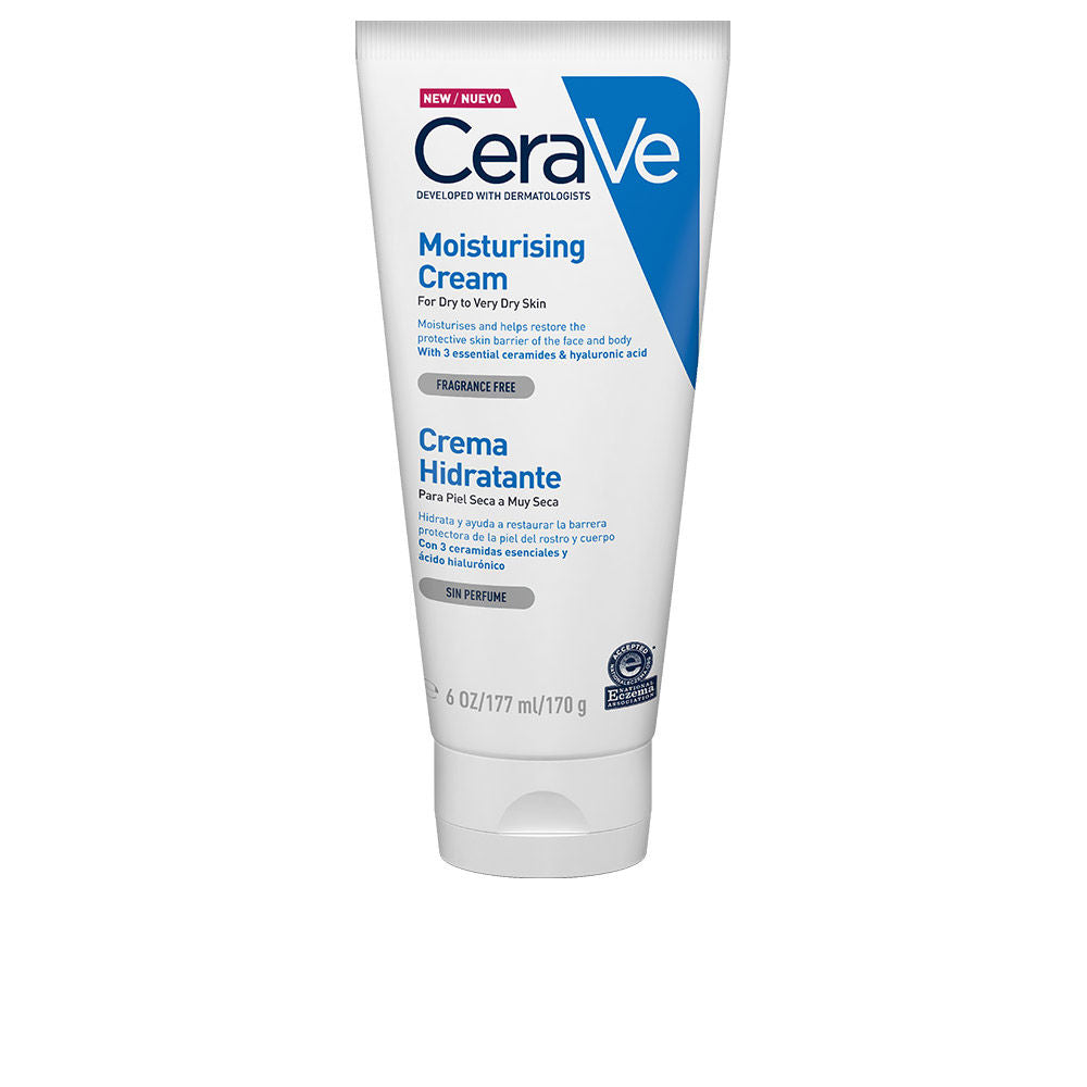 Large fragrance-free moisturising cream tub with ceramides and hyaluronic acid, 454 g
