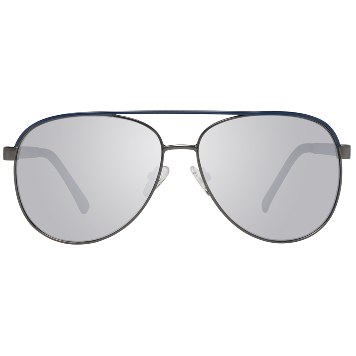 Unisex metal aviator sunglasses in blue-gray tones, double bridge, gradient lenses, adjustable nose pads