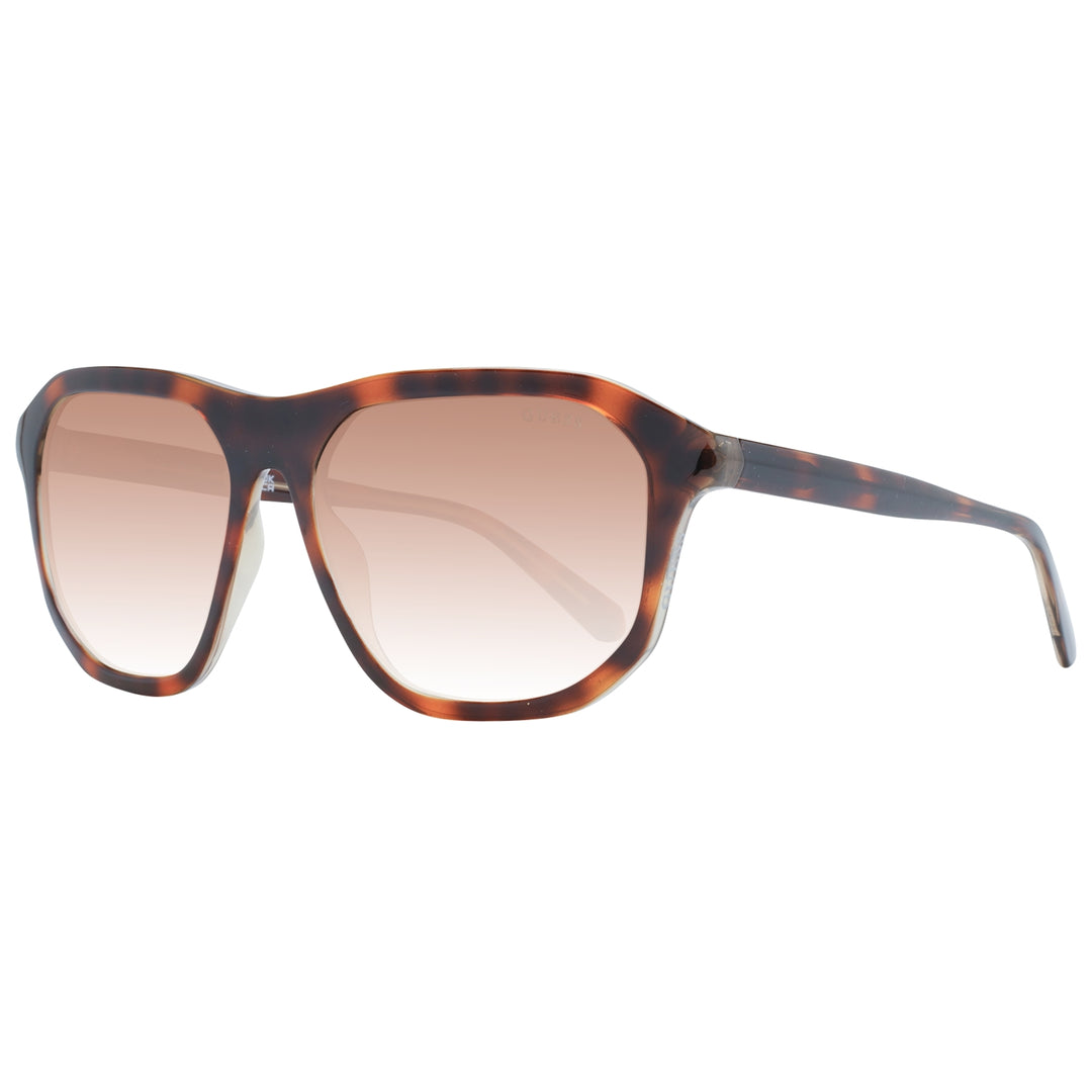Unisex tortoise shell square sunglasses in plastic frame with gradient lenses on white background