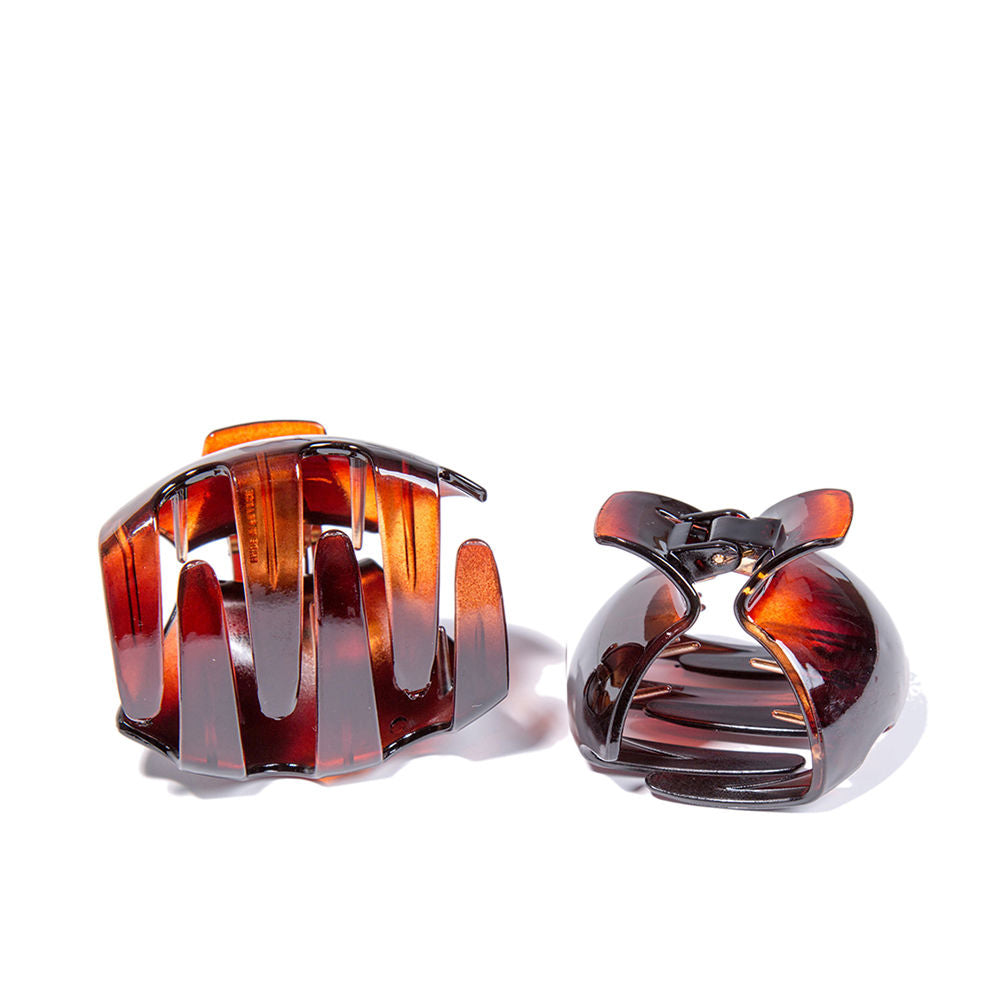Medium brown resin French shell hair claw, 6 x 4 cm, Unisex