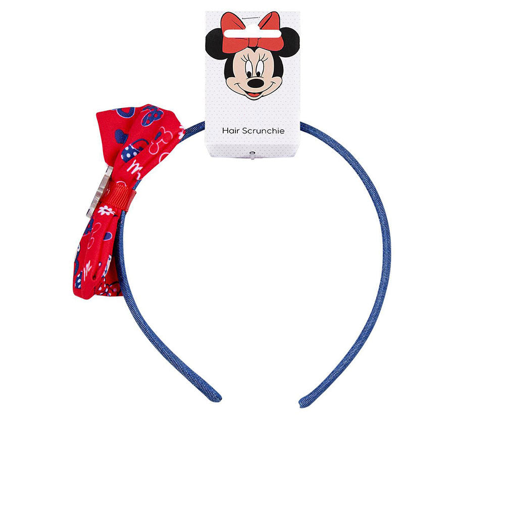 Inca Soft fabric baby headband in blue and red with patterned bow, thin band, playful casual design