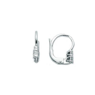 Pair of white gold hoop earrings with small clustered clear diamonds and lever-back closures, classic luxury design