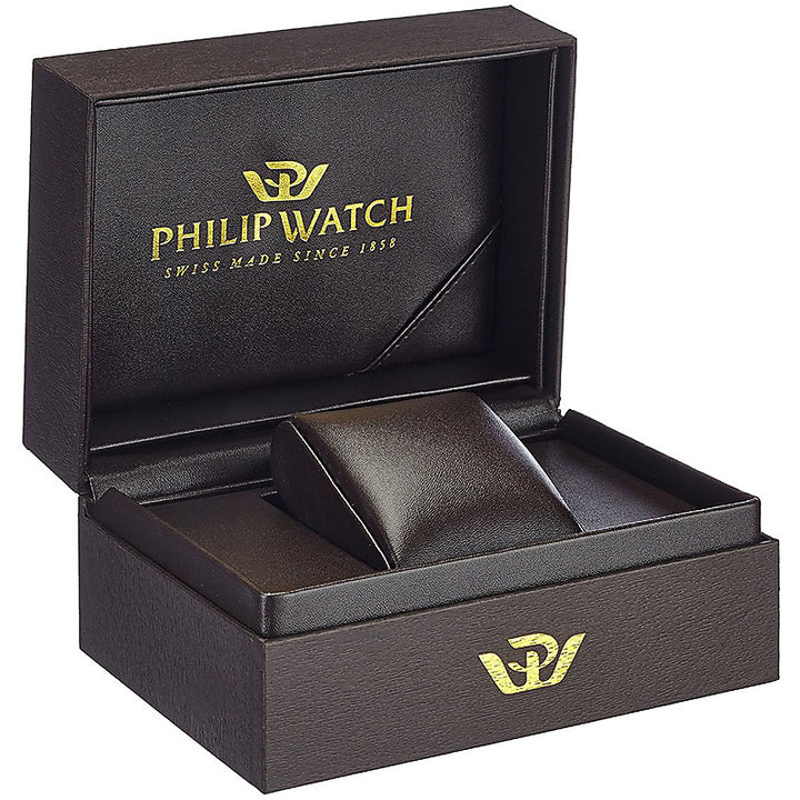Two-tone silver and gold chronograph watch on metal bracelet, three subdials and date window