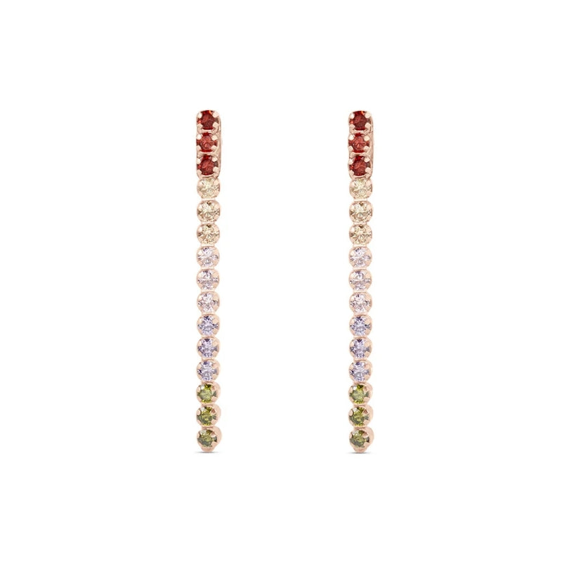 Stroili Multi-Color Drop Earrings: Drop earrings featuring red, yellow, light purple and green gemstones in cascading design